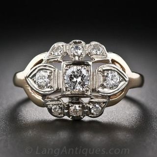 Two-Tone Gold Art Deco Diamond Ring