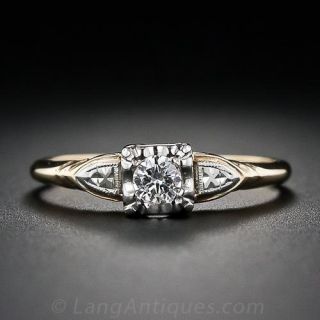 Two-Tone Gold Diamond Solitare Engagement Ring