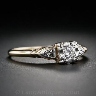 Two-Tone Gold Diamond Solitare Engagement Ring