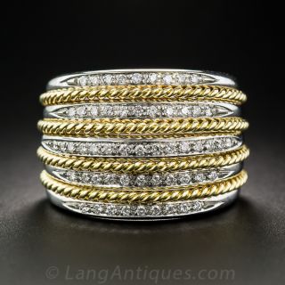 Two-Tone Gold Five Row Diamond Ring