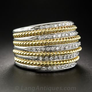 Two-Tone Gold Five Row Diamond Ring