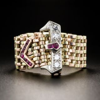 Two-Tone Gold Retro Buckle Ring