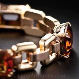 Two-Tone Gold Retro Madeira Citrine Bracelet