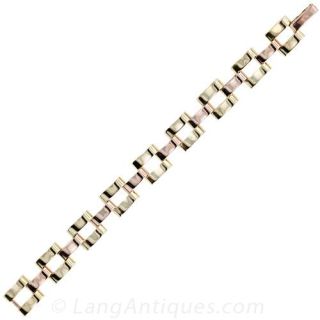 Two-Tone Gold Retro 'Wave' Bracelet
