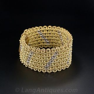 Two-Tone Gold Textured Link Bracelet