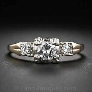 Two-Tone Mid-Century .38 Carat Diamond Engagement Ring