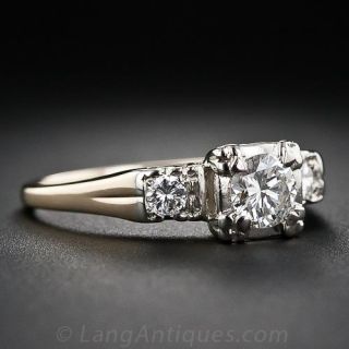 Two-Tone Mid-Century .38 Carat Diamond Engagement Ring