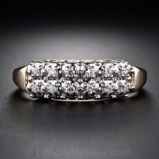 Two-Tone Mid-Century Diamond Wedding Band