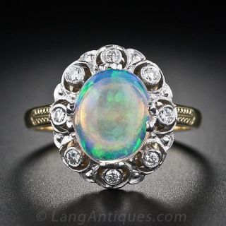 Vintage Style Opal Diamond Ring
