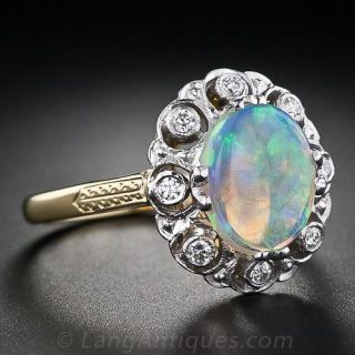 Two-Tone Opal and Diamond Ring