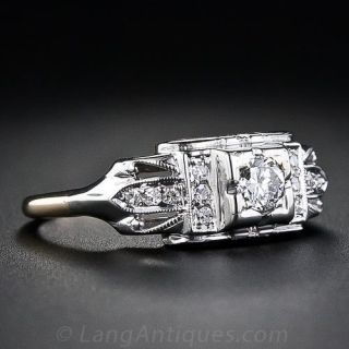Two Tone Retro Diamond Engagement Ring
