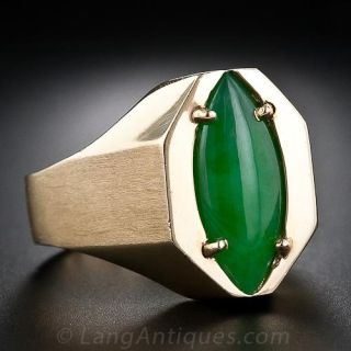Unisex Jade Navette Ring