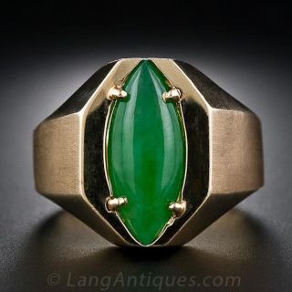 Unisex Jade Navette Ring