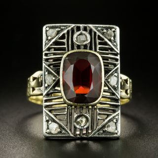 Art Deco Garnet and Rose-cut Diamond Dinner Ring - 2
