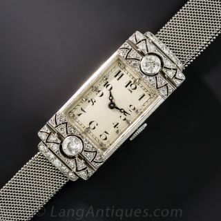 Vacheron & Constantin Diamond Platinum Mesh Art Deco Bracelet Watch