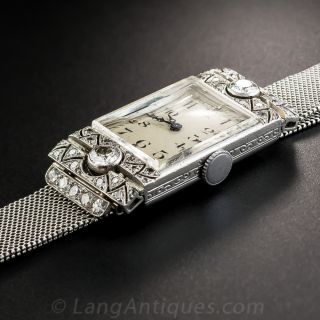 Vacheron & Constantin Diamond Platinum Mesh Art Deco Bracelet Watch