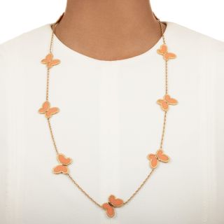 Van Cleef & Arpels 10 Motif Coral Butterfly 18K Necklace