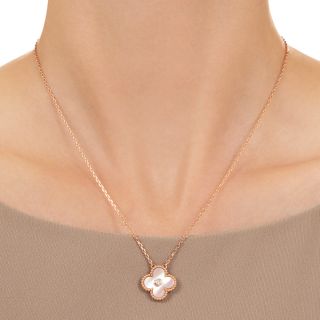 Van Cleef & Arpels 18K Mother-of-Pearl and Diamond Alhambra Pendant