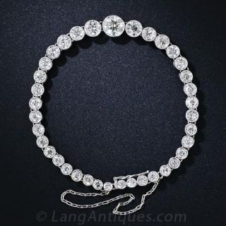 Van Cleef & Arpels Vintage Platinum and Diamond Collet Set Line Bracelet