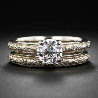 Van Craeynest .91 Carat European-Cut Diamond Wedding Set 