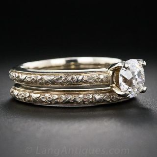 Van Craeynest .91 Carat European-Cut Diamond Wedding Set 