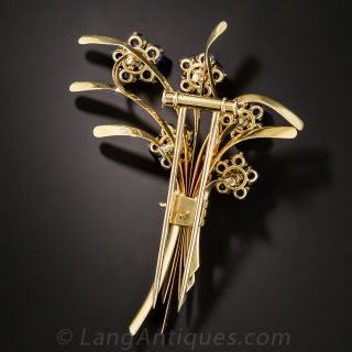 (VCA) Sapphire and Diamond Forget-Me-Not Brooch