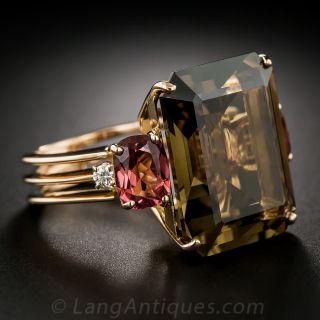 Verdura Smoky Quartz and Tourmaline Cocktail Ring