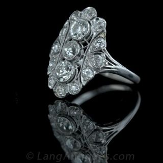 Vertical Three-Stone Diamond Dinner Ring