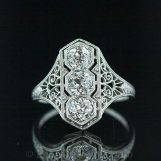 Vertical Three Stone Diamond Dinner Ring Main View