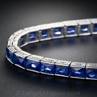 Very Fine Art Deco Sapphire Straight Line Bracelet