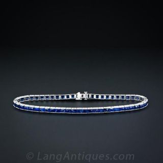 Very Fine Art Deco Sapphire Straight Line Bracelet