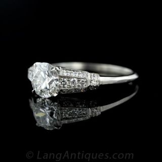 Very Fine European Cut Diamond Engagement Ring