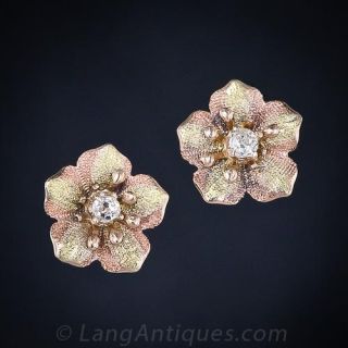 Very Petite Diamond Flower Earrings