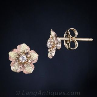 Very Petite Diamond Flower Earrings