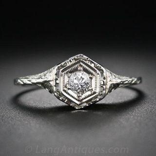 Very Petite Filigree .10 Carat Diamond Ring
