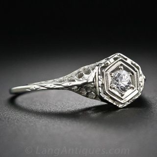 Very Petite Filigree .10 Carat Diamond Ring
