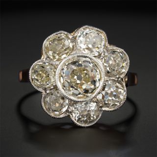 Victorian 1.00 Carat Center Diamond Flower Cluster Ring - GIA L SI1 - 2