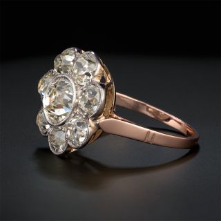 Victorian 1.00 Carat Center Diamond Flower Cluster Ring - GIA L SI1