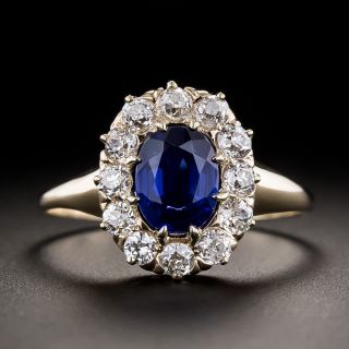 Victorian 1.05 Carat No-Heat Pailin Sapphire and Diamond Halo Ring - 2