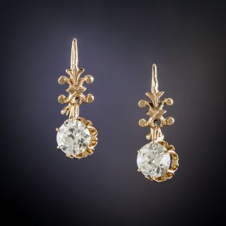 Victorian 1.10 Carat Diamond Dangle Earrings - 2
