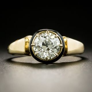 Victorian 1.14 Carat Diamond and Enamel Solitaire Ring - GIA N VS2 - 3