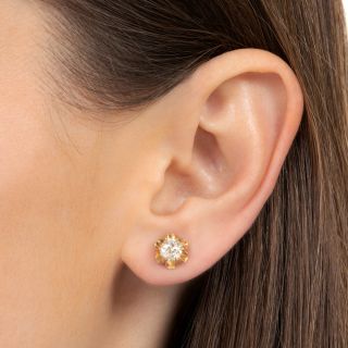 Victorian 1.36 Carat Total Weight Diamond Solitaire Studs 
