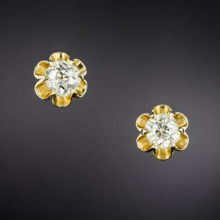 Victorian 1.36 Carat Total Weight Diamond Solitaire Studs  - 6