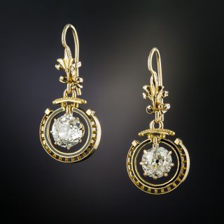 Victorian 1.47 Carat  Diamond Dangle Earrings - 3