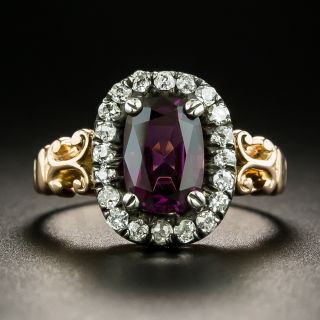 Victorian 1.50 Carat Purple Spinel and Diamond Cluster Ring - 1