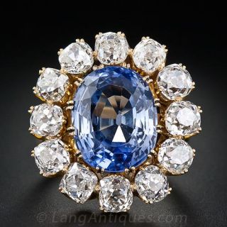 Victorian 10.00 Carat Sapphire and 5.00 Carats Diamond Ring