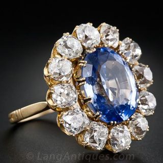 Victorian 10.00 Carat Sapphire and 5.00 Carats Diamond Ring