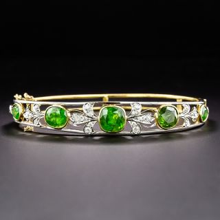 Victorian 12.85 Carat Demantoid Garnet and Diamond Bangle Bracelet - 2