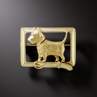 Victorian 14K Scottie Dog Belt Buckle Brooch by Sloan - 3