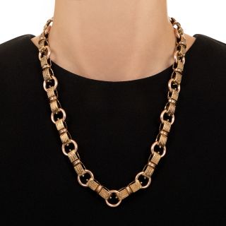 Victorian 14K Two-Tone Novelty Link Necklace